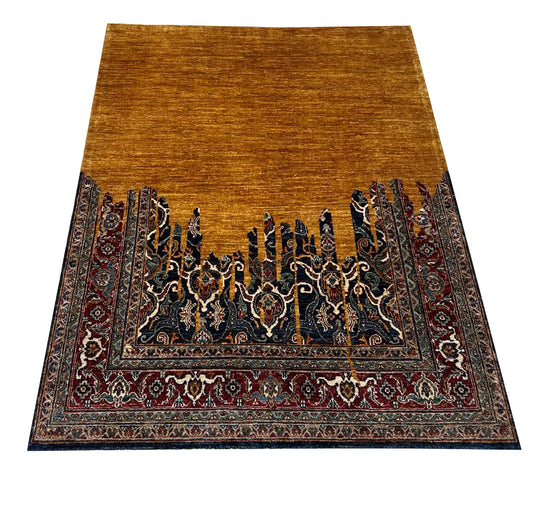 Hand-Knotted Golden Rug
